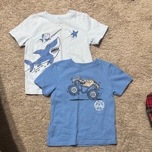 Garanimals Blue Shark & Light Blue Monster Truck Short Sleeve Tees
